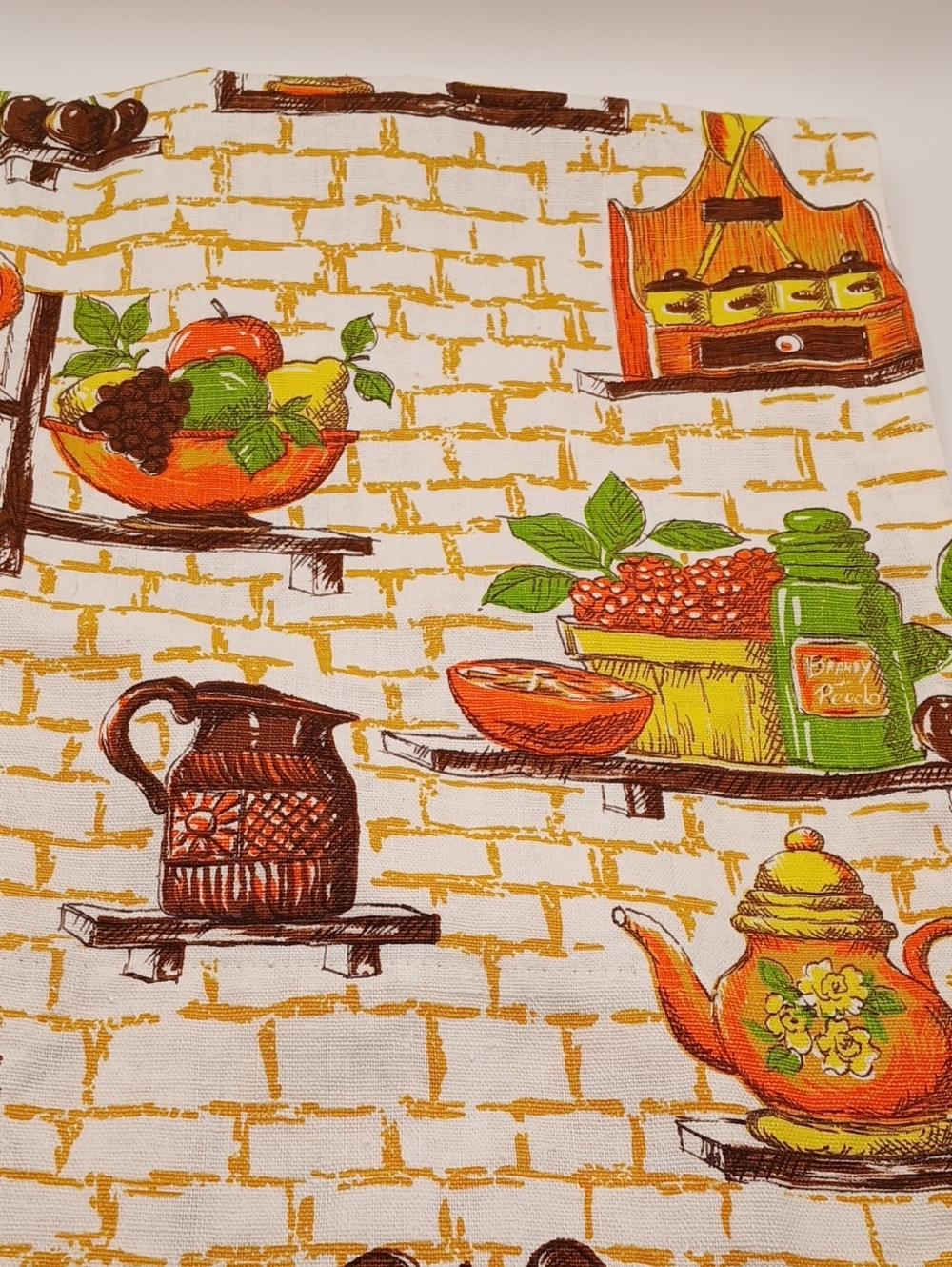 READ 2 Panels VTG Handmade Kitchen Print Curtains Retro Fabric DIY